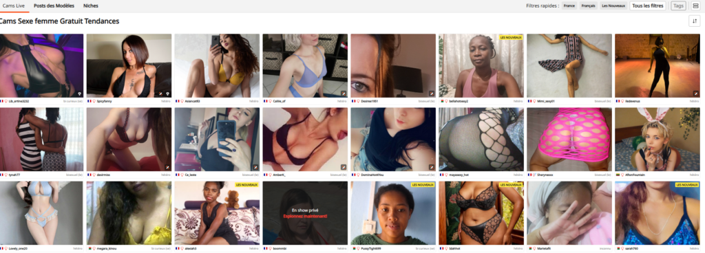 Modèles connectées sur une plateforme de webcam en direct